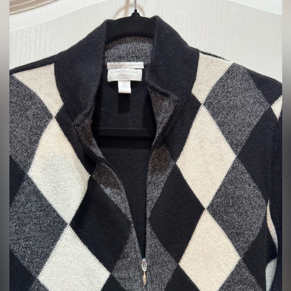 Charter Club Cashmere Zip Front Sweater Size 2X - Picture 2 of 6